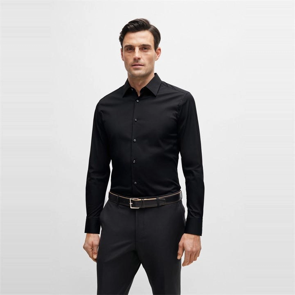 Hugo Boss L-Hays-Kent-233 10199020 01 Plain Shirt Mens - Black